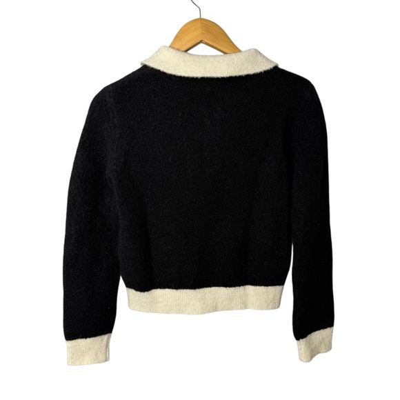 Suncoo Polo Sweater Top Black White Size Small Gold Buttons Pacival Two Tone T1 - Picture 5 of 9